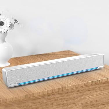 Imagem de Akozon Alto-falantes de PC de mesa soundbar alto-falantes de computador para desktop multifuncional estéreo envolvente som graves profundos USB com fio caixa de reprodução de música interna com