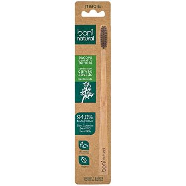 Imagem de Escova de Dente de Bambu, Com cerdas vegetal de Carvão Ativo, Livre de PVC, livre BPA e livre de Corantes, Embalagem Biodegradável, Boni Natural, Marrom