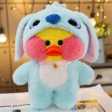 Imagem de Stuffe'd & Plush Animals - 30cm LaLafanfan Cafe Duck Plush Toy Cartoon Kawaii Duck Stuffe'd Doll Soft Animal Dolls Kids Toys Birthday Gift for Girl (stitch 30cm) LATT LIV