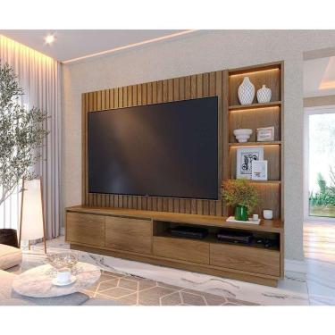 Imagem de estante para home theater e tv até 82 polegadas cancún com led 4 gv amêndoa