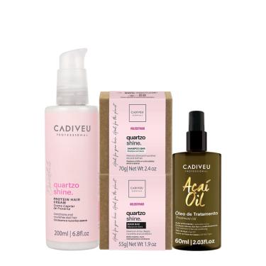 Imagem de Kit Cadiveu Professional Essentials Quartzo Shine Shampoo Máscara em Barra Pré-Shampoo e Açaí Oil 60 (4 produtos)