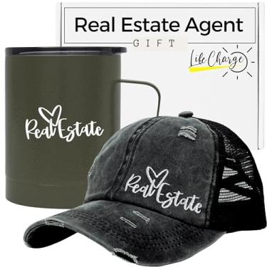 Imagem de Presentes de agente imobiliário para mulheres. Conjunto de presente elegante para corretor de imóveis para pessoas que amam marketing de vendas imobiliárias. Chapéu rastreador de rabo de cavalo