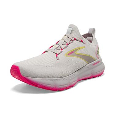Imagem de Brooks Tênis de corrida feminino Glycerin StealthFit 20 neutro, Cinza/amarelo/rosa, 6.5