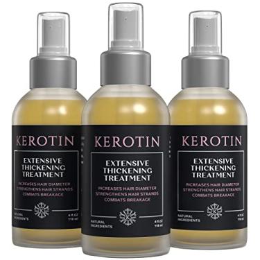 Imagem de Kerotin Spray espessante para cabelo com queratina para crescimento de cabelos finos e finos em mulheres, protetor térmico, névoa reparadora para volume, corpo e brilho, reforço de diâmetro, natural e livre de crueldade, feito nos EUA – Pacote com 3