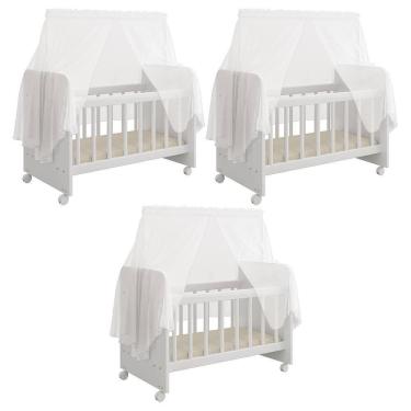 Imagem de Kit 03 Berços Para Boneca Magia Brinquedo Infantil Branco