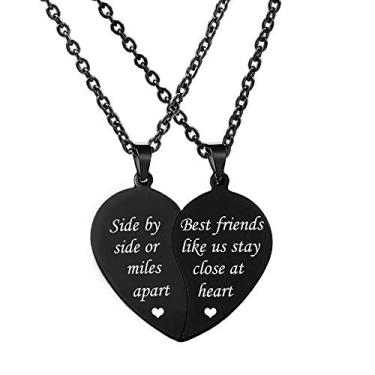Imagem de MJartoria Colar BFF para 2 - Colar de coração combinando com pingente de melhores amigos, conjunto de 2 presentes de aniversário, Aço inoxidável, Sem Pedra Preciosa