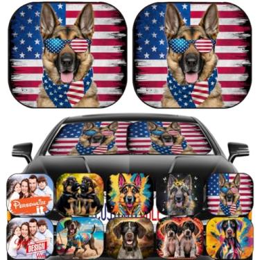 Imagem de Maizi Para-brisa automotivo 2 peças protetor solar de ajuste universal design de carro para cães de estimação pastor alemão filhote de cachorro se encaixa na maioria dos crossover, carros compactos