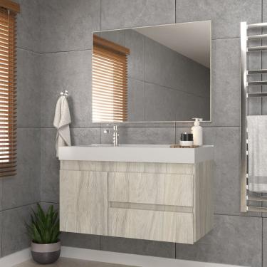 Imagem de Conjunto Gabinete para Banheiro com Espelheira Califórnia 80