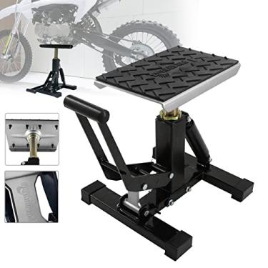 Imagem de POLARBEAR Suporte hidráulico para elevação vertical de bicicleta Dirt Bike CNC, para manutenção de motocross / ATV/ADV/Rally, suporte de motor de motocicleta com capacidade de 453 kg (prata)