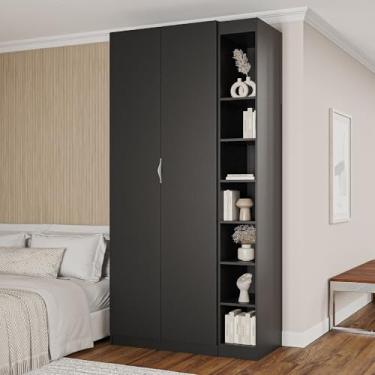 Imagem de Guarda-roupa Modulado 2 Portas 3 Peças Hera Cabecasa Madeiramadeira Preto/Cinza