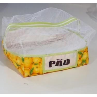 Imagem de Porta Pão com Zíper, 24 x 18 cm, Matelado, Tule e Tricoline