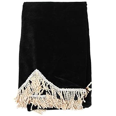 Imagem de Capa meio coberta à prova de poeira para piano, capa protetora de piano grande de 88 teclas, flanela, pano decorativo com borda fina de folho (Black)