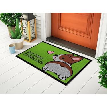 Imagem de Tapete Capacho Decorativo Porta De Entrada Tapete Divertido Desenho Estampado Frase - Bem Vindo A Minha Casa Cachorro Ca797