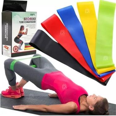 Imagem de Kit 5 Faixas Elasticas Mini Band Para Exercício Funcional Corpo Todo Alongamento Musculação Faixa De Borracha Academia Faixa Elastica Para Treino Em Casa Ginastica Pilates Fisioterapia