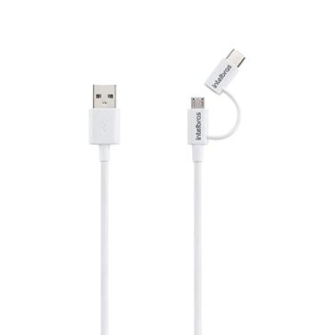 Imagem de Cabo USB para Micro USB e USB-C Intelbras com 1,2m EUABC 12PB Branco