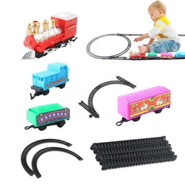 Imagem de Conjunto de trem de Natal, Playset de trem | Conjunto de construção de brinquedos de trem retrô elétrico - Conjunto de trem modelo de decorações de festa de Natal educacional para o aniversário da Pás