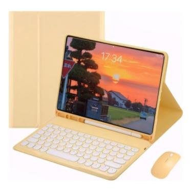 Imagem de Capa Tablet Com Magnética e Removível Teclado e Mouse Bluetooth， Capa Para iPad Pro 12.9 Polegadas (Tartrazine)