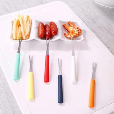 Imagem de Conjunto De Garfos Aço Inox Hércules Para Petiscos 6 Peças Cabo Colori