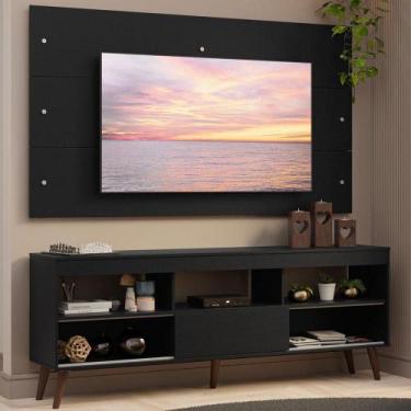 Imagem de Rack com Painel para TV até 65 Polegadas com Pés Preto Detroit Madesa,
