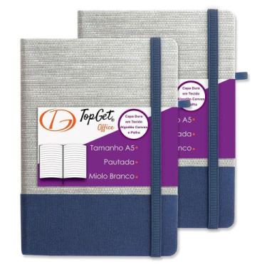 Imagem de Kit 2x Caderneta Elegance 14X21cm 96 Fls Pautadas Azul - TopGet