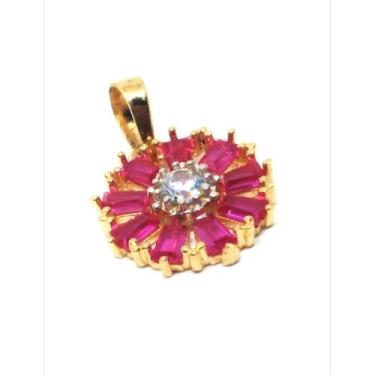 Imagem de Pingente de ouro 18k Pizza Zirconia - Elegancy Joias, Fúcsia