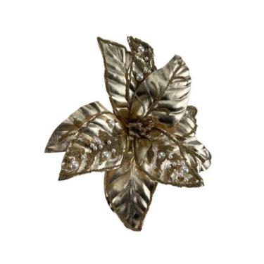 Imagem de Flor de Natal Poinsétia Decorativa Bico de Papagaio Artificial Tok da 