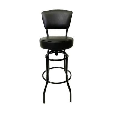 Imagem de Banqueta Bar com Encosto Giratória Altura 65cm cor Preta Assento gross