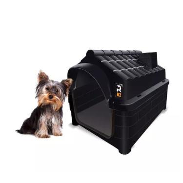 Imagem de Casa Casinha Preto Cachorro Plástica Desmontável N2 Pequeno - MecPet
