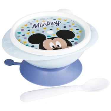 Imagem de Prato Tigela Alimentação Infantil Bebê Mickey Minnie Com Ventosa 240ML