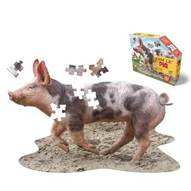 Imagem de Madd Capp Quebra-cabeça Lil' Pig de 100 peças para maiores de 5 anos - 4019 - Borda exclusiva em forma de animal, tamanho de pôster quando concluído, peças grandes para fácil manuseio, inclui fatos