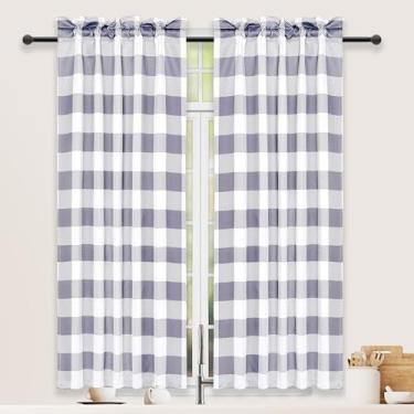 Imagem de Simple Deluxe Cortinas blackout para janela com isolamento térmico, tratamentos ecológicos e redutores de ruído, escurecimento de ambiente para cozinha, porão de banheiro, conjunto de 2 camadas L66 x