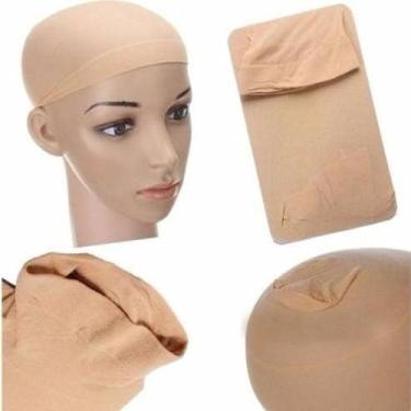 Imagem de Kit com 5 toucas, touca wigcap, touca, redinha, bege, para peruca, lac