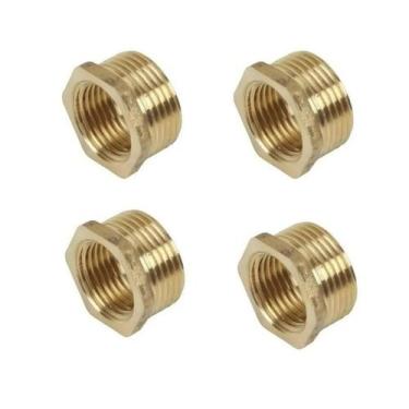 Imagem de Kit 4 peças - Bucha de Redução em Metal 3/4 x 1/2 Latão Amarelo - Líde
