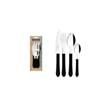 Imagem de Conjunto Talheres 12 Pcs Leme Preto Tramontina Aço Inox