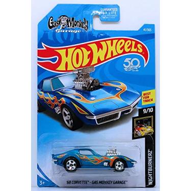 Imagem de Hot Wheels 2018 Int'l Card '68 Corvette - Gas Monkey Garage 41/365 Nightburnerz Blue Die-Cast Model Vehicle