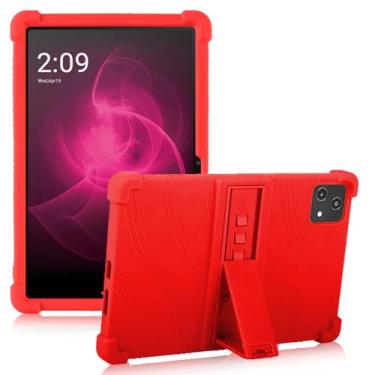 Imagem de ATOOZ Capa de silicone para tablet T-Mobile Revvl Tab 5G 10,36 polegadas, Revvl Tab 5G 10,36 capa para crianças com suporte ajustável (vermelha)
