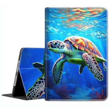 Imagem de Capa para Samsung Galaxy Tab A9 Plus 28 cm 2023 (SM-X210/X216/X218) – Capa fina com função hibernar/despertar automática para Galaxy Tab A9+ 11 polegadas 2023, mar profundo, tartaruga marinha