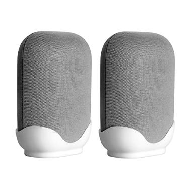 Imagem de Honecumi [Pacote com 2] Suporte de parede para Google Nest Audio | Suporte de mesa para alto-falante | Suporte de parede para assistente de voz - Branco elegante