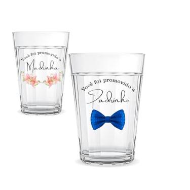 Imagem de 1 Copo Americano 190ml Vidro Personalizado Padrinho Madrinha Agua Suco Cerveja Convite Casamento Batizado Presente Criativo Noivos Resistente (Padrinho)