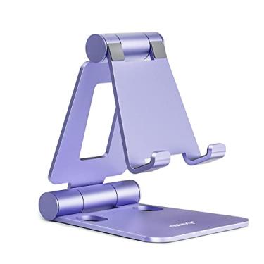 Imagem de Nulaxy Suporte de celular dobrável duplo, totalmente ajustável, dobrável, suporte para celular compatível com iPhone 17 16 15 14 13 12 11 Pro Max Xs Xr X 8, Nintendo Switch, todos os telefones - roxo