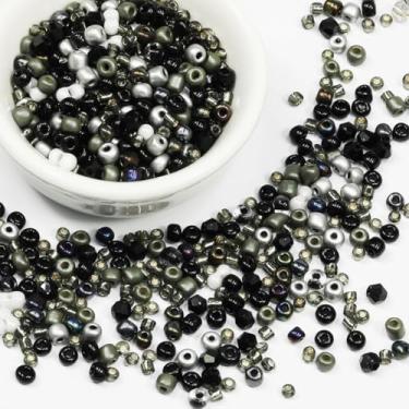 Imagem de Grânulos de sementes pretas de 4 mm para fabricação de joias 110 gramas, cerca de 1600 peças, 6/0 contas de artesanato de vidro para fazer brincos, pulseiras, pingentes, joias de cintura, contas de