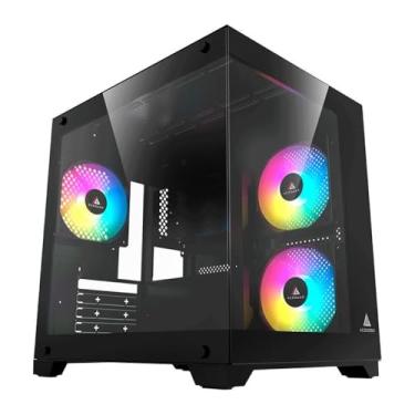 Imagem de Gabinete Gamer Acegeek Gimli | Rainbow | Mid-Tower | Lateral de Vidro | Com 3 Fans | Preto | AG-GIMLI-BK-3F