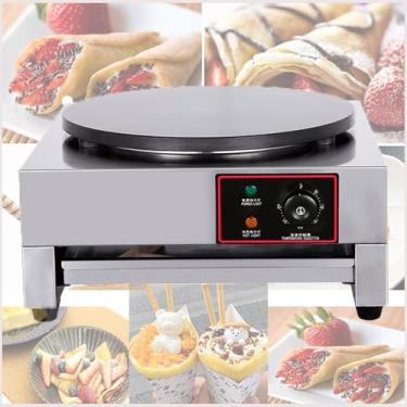Imagem de 50-300°C (50.0-300.0 °C) Crepe ajustável, máquina de panqueca antiaderente comercial com bandeja inferior, placa de grelha elétrica de mesa, 39,9 cm, 3000W, máquina de tortilha, máquina de padeiro