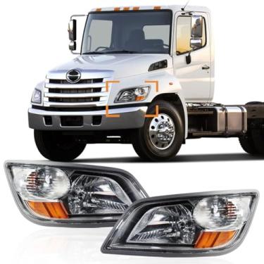 Imagem de Farol adequado para 2011+ Hino 238 258 268 338 caminhão motorista esquerdo e lado direito do passageiro par cinza alojamento farol (pintado de prata)