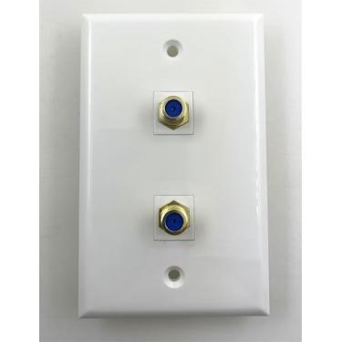 Imagem de Placa de parede coaxial, Keystone coaxial fêmea para fêmea, cabo de TV, placa de parede, conector F, placa de parede de vídeo (2 portas)