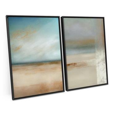Imagem de Quadro Abstrato Para Sala Tons Suaves Com Moldura 90x60 Cm - Bimper, M