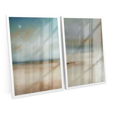 Imagem de Quadro Decorativo Abstract Beach Soft Tones Moderno C/ Vidro - Bimper,