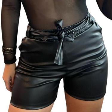Imagem de Short material sintético Laço Cintura Alta - GRINGAS MODEL, Preto, M