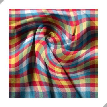 Imagem de Tecido Poliéster Estampado Jacquard Festa Junina Xadrez Colorido- 1,40