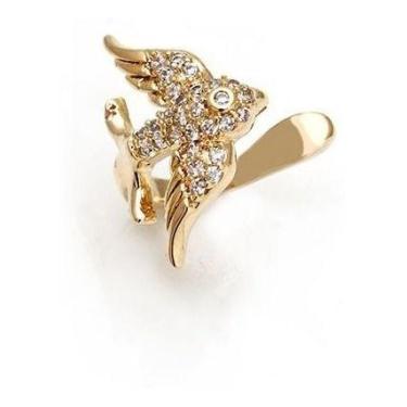 Imagem de Piercing Falso Fake Dourado Pedra Zirconia Andorinha Pássaro Folheado 